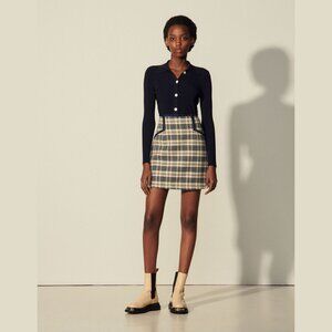 Sandro Annette Plaid Mini Skirt - Size S/1/US 4/FR 36